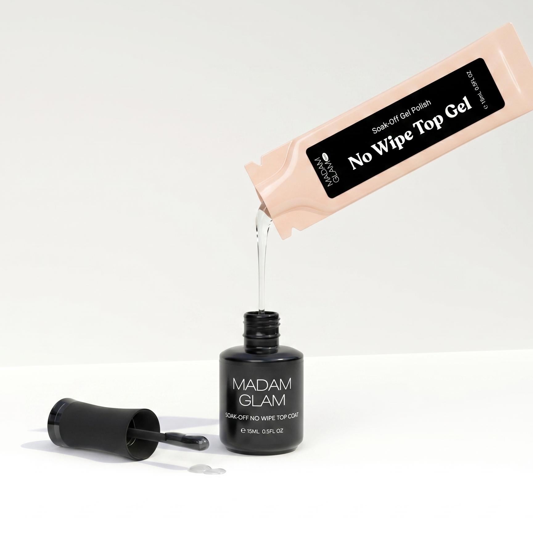 Madam Glam - Gel Polish - No Wipe Top Gel - Refill Sachet - Top & Base Coats at Beyond Polish