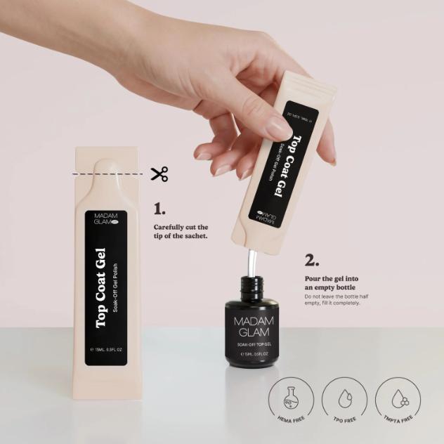 Madam Glam - Gel Polish - Essential Refill Sachets Bundle - Top & Base Coats at Beyond Polish
