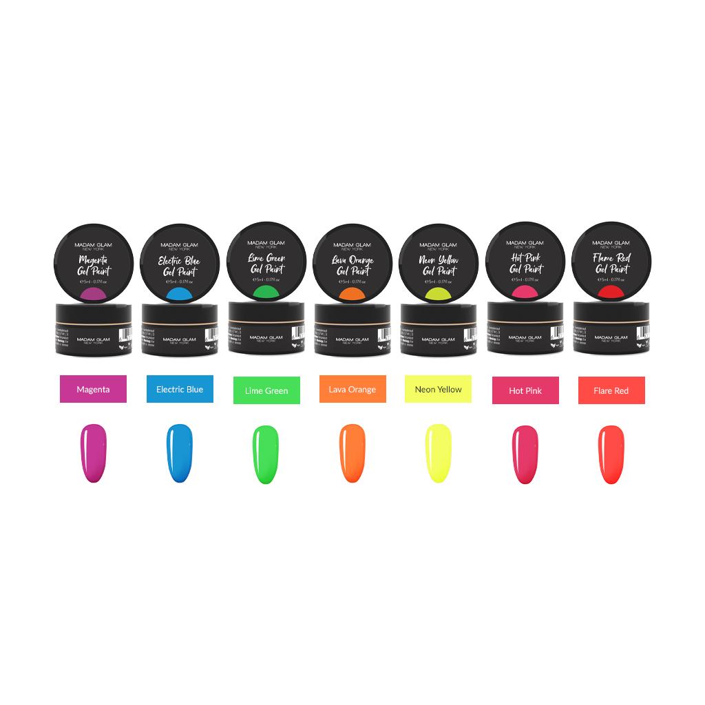 Madam Glam - Neon Art Gel Paints Bundle - Nail Art at Beyond Polish