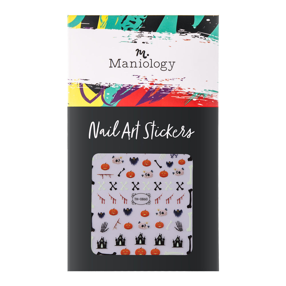 Maniology - Nail Art Stickers - Glow In The Dark - Bones & Pumpkins #TH0860 - Nail Art at Beyond Polish
