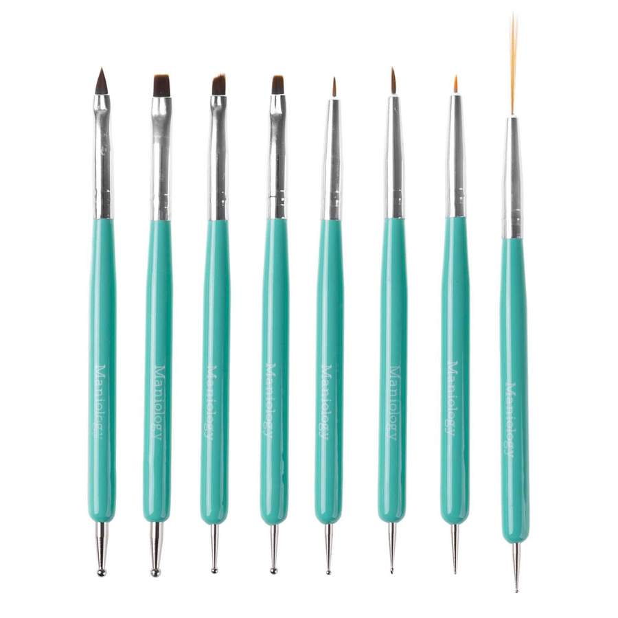 Maniology - Nail Tool - 8pc Dual Sided Nail Art Brush & Dotting Tool Set - Manicure & Pedicure Tools at Beyond Polish