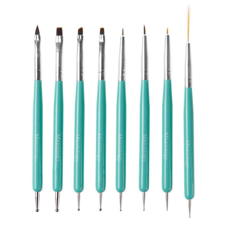 Maniology - Nail Tool - 8pc Dual Sided Nail Art Brush & Dotting Tool Set - Manicure & Pedicure Tools at Beyond Polish