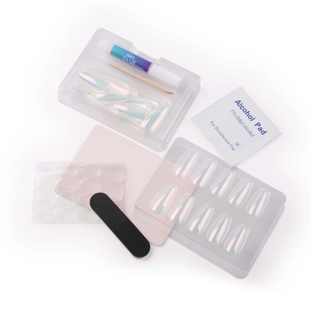 Maniology - Press On Nails - Iridescent Clear - Medium Coffin - Nail Extensions at Beyond Polish