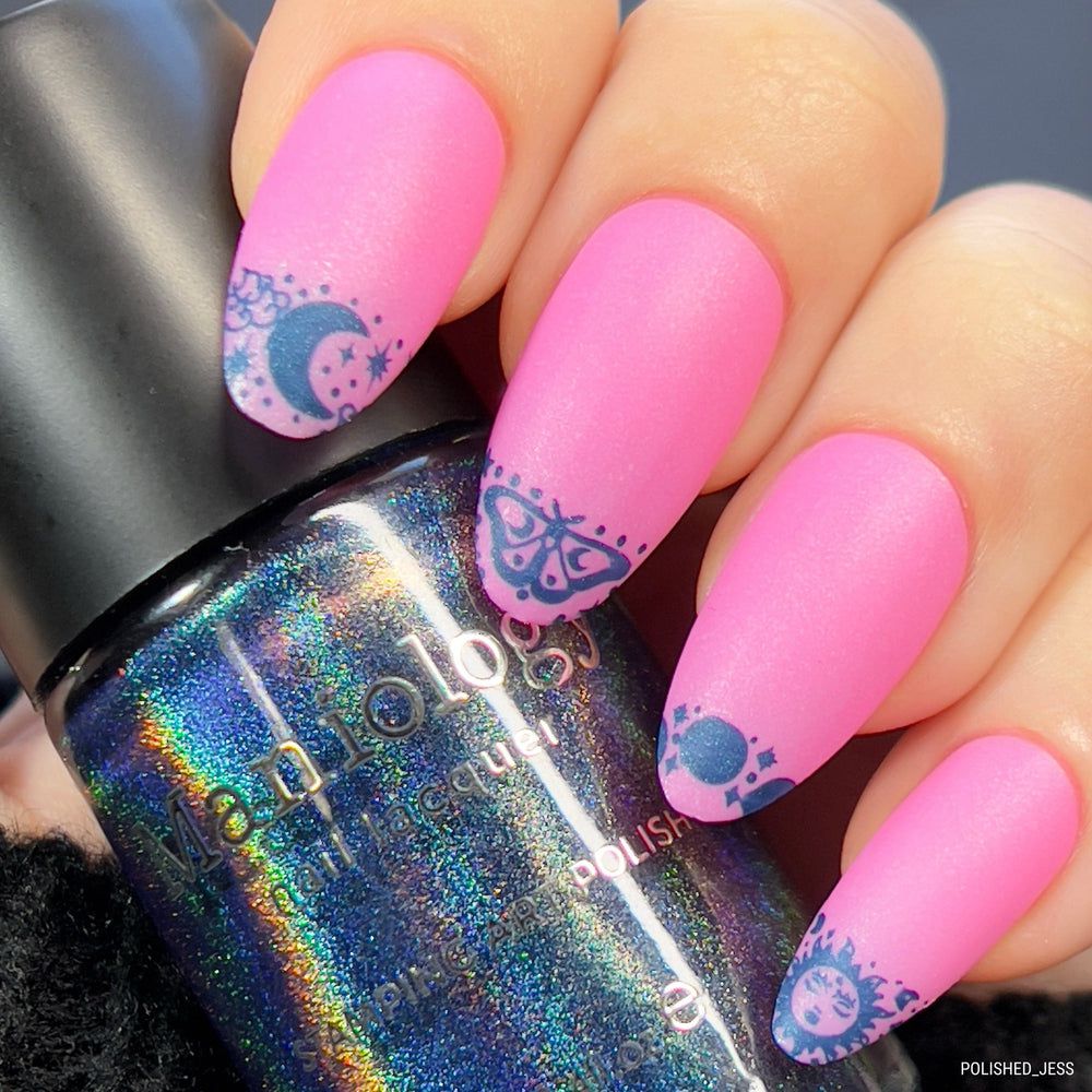 Maniology - Stamping Nail Polish - Deep Space #B505- Holographic Navy Blue - Nail Lacquer at Beyond Polish