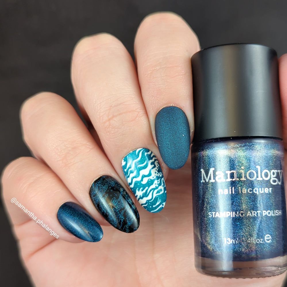 Maniology - Stamping Nail Polish - Deep Space #B505- Holographic Navy Blue - Nail Lacquer at Beyond Polish