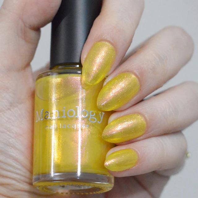 Maniology - Stamping Nail Polish - Happy Hour: Lemon Drop (P196) Yellow Duochrome Shimmer Polish - Nail Lacquer at Beyond Polish