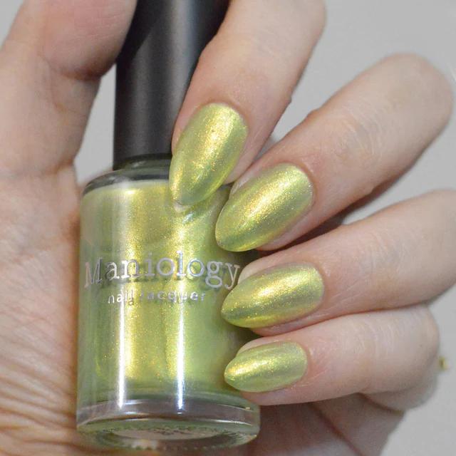 Maniology - Stamping Nail Polish - Happy Hour: Midori Sour (P198) Green Duochrome Shimmer Polish - Nail Lacquer at Beyond Polish