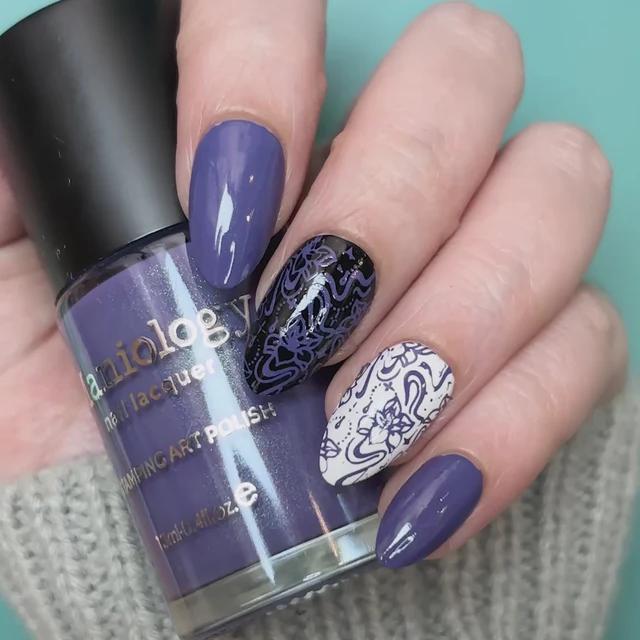Maniology - Stamping Nail Polish - Jeweled Petals (B583) - Dark Purple Creme - Nail Lacquer at Beyond Polish