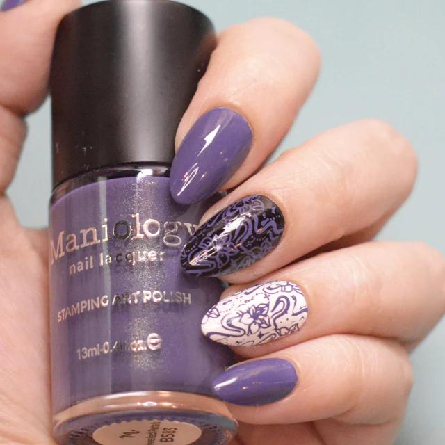 Maniology - Stamping Nail Polish - Jeweled Petals (B583) - Dark Purple Creme - Nail Lacquer at Beyond Polish