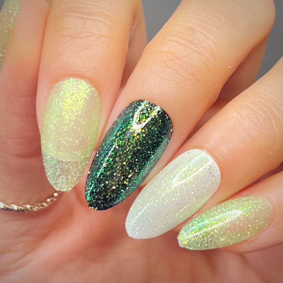 Maniology - Stamping Nail Polish - Morning Dew: Grass Leaf #P163 - Green Reflective Glitter Jelly Nail Polish - Nail Lacquer at Beyond Polish