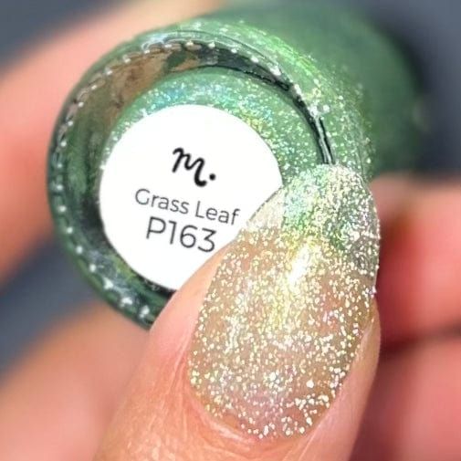 Maniology - Stamping Nail Polish - Morning Dew: Grass Leaf #P163 - Green Reflective Glitter Jelly Nail Polish - Nail Lacquer at Beyond Polish