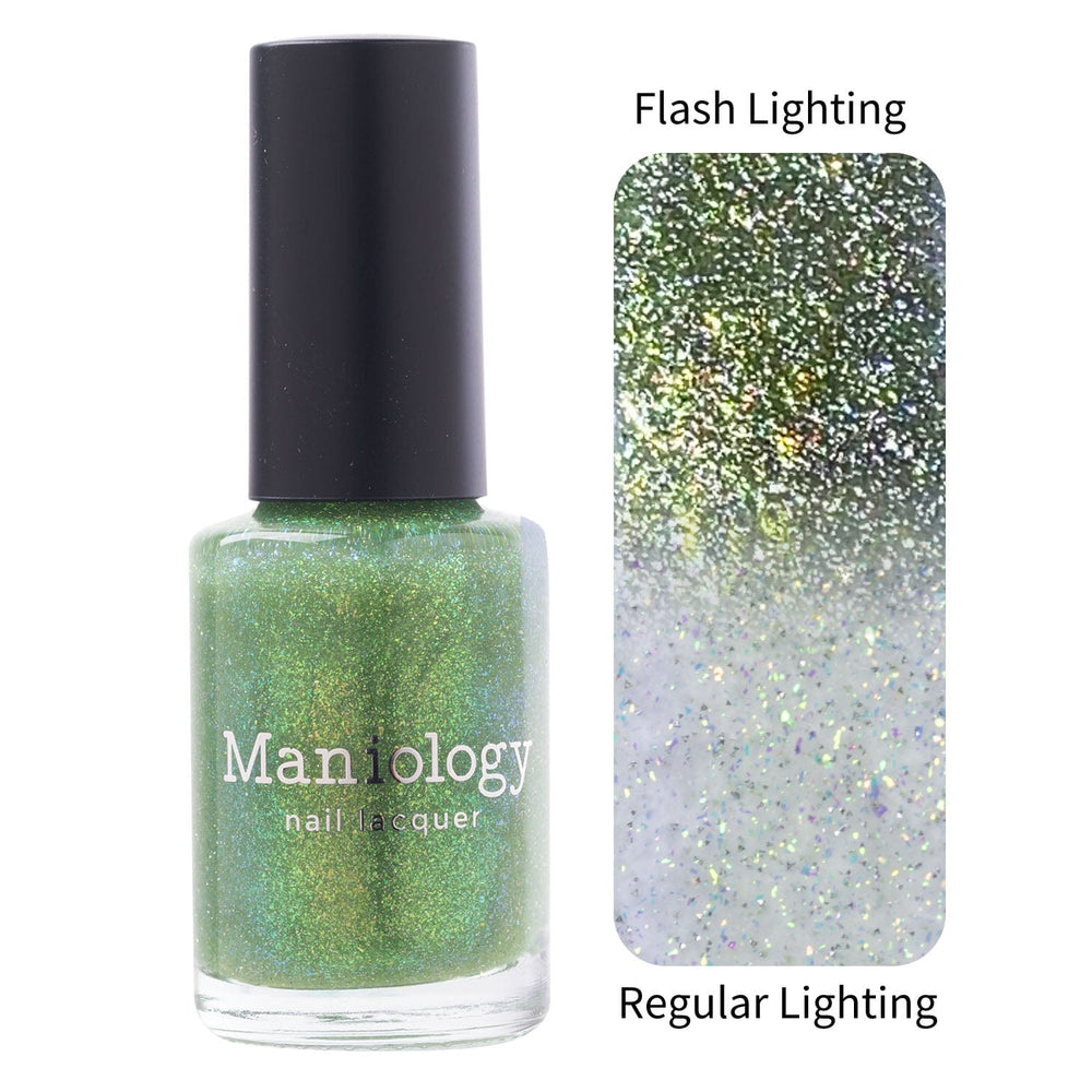 Maniology - Stamping Nail Polish - Morning Dew: Grass Leaf #P163 - Green Reflective Glitter Jelly Nail Polish - Nail Lacquer at Beyond Polish