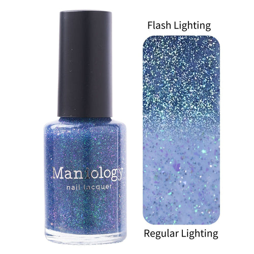 Maniology - Stamping Nail Polish - Morning Dew: Water Droplet - Blue Flakies Jelly Nail Polish With Reflective Glitter