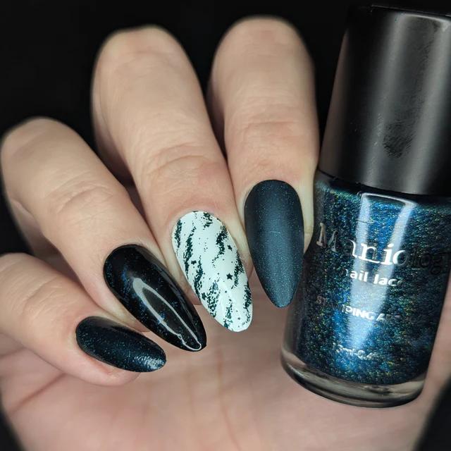 Maniology - Stamping Nail Polish - Night Sky (B579) - Dark Teal Holo Glitter - Nail Lacquer at Beyond Polish
