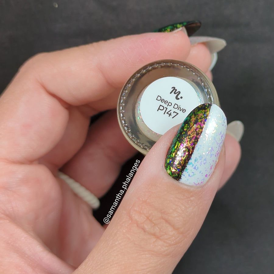 Maniology - Stamping Nail Polish - Ocean Crush: Deep Dive - Iridescent Green/Pink Jelly Flakies - Nail Lacquer at Beyond Polish