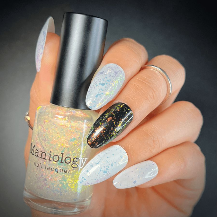 Maniology - Stamping Nail Polish - Ocean Crush: Ripple - Iridescent Orange/Gold Jelly Flakies - Nail Lacquer at Beyond Polish