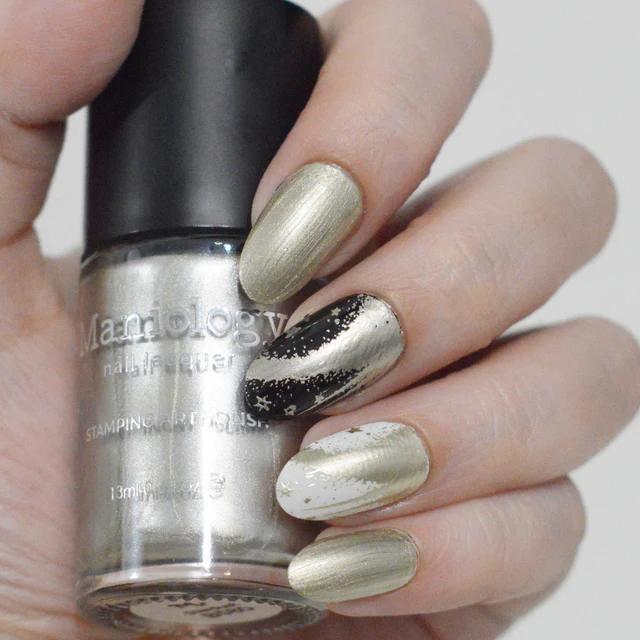 Maniology - Stamping Nail Polish - Stardust (B580) - Silvery Gold Metallic - Nail Lacquer at Beyond Polish