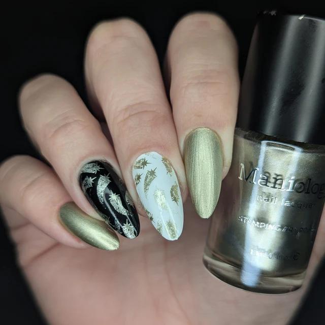 Maniology - Stamping Nail Polish - Stardust (B580) - Silvery Gold Metallic - Nail Lacquer at Beyond Polish