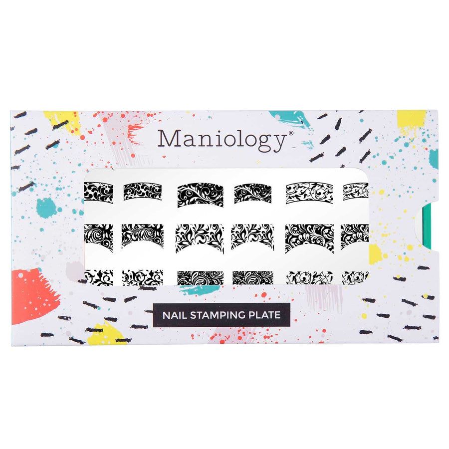 Maniology - Stamping Plate - Antique Swirl French (M397) - Nail Art at Beyond Polish