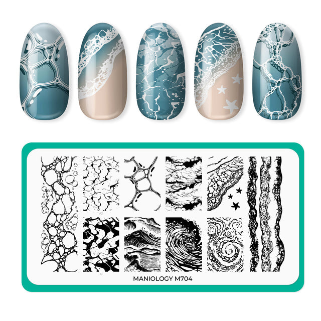 Maniology - Stamping Plate - Blue Coastlines (M704) - Nail Art at Beyond Polish