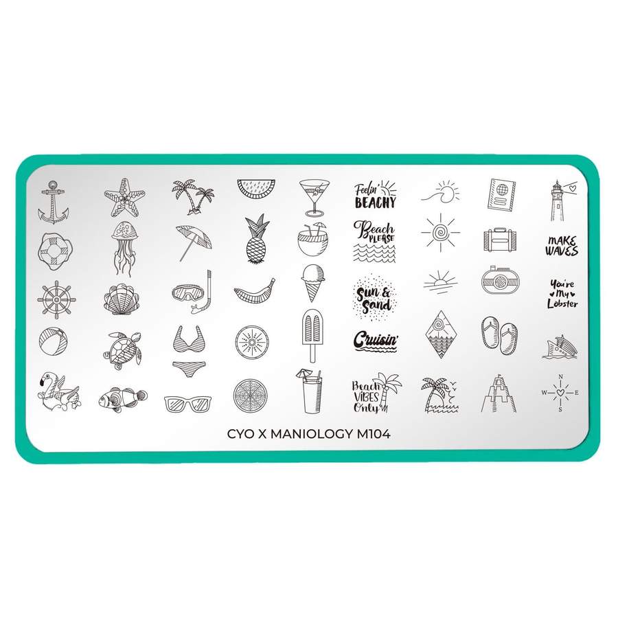 Maniology - Stamping Plate - CYO Design Contest 2019: Sun & Sand #M104 - Nail Art at Beyond Polish