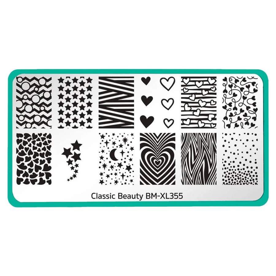 Maniology - Stamping Plate - Classic Beauty: Hearts + Stars #XL355 - Nail Art at Beyond Polish