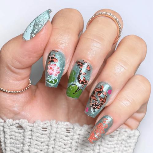 Maniology - Stamping Plate - Enchanted Waters: Lotus Mirror (MXM171) - Nail Art at Beyond Polish
