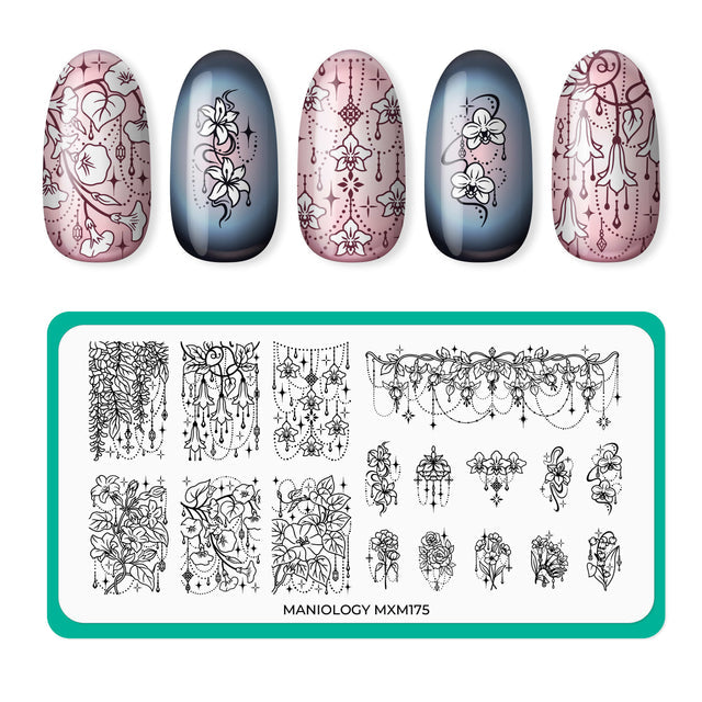 Maniology - Stamping Plate - Garden Gems: Gemstone Bouquet (Mxm175) - Nail Art at Beyond Polish