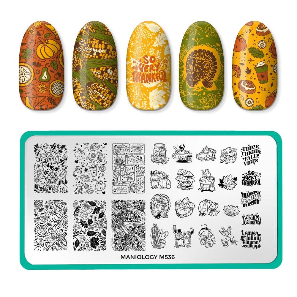Maniology - Stamping Plate - Give Thanks (M536) - Nail Art at Beyond Polish