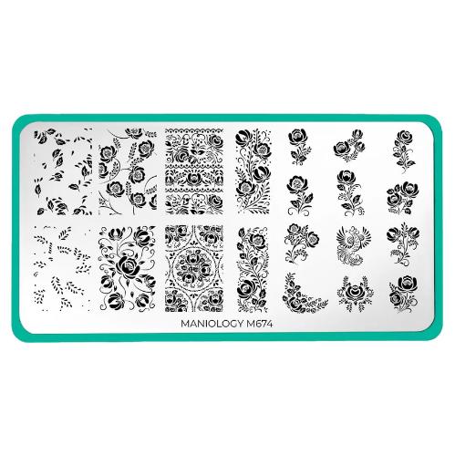 Maniology - Stamping Plate - Gzhel Roses - M674 - Manicure & Pedicure Tools at Beyond Polish