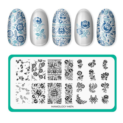 Maniology - Stamping Plate - Gzhel Roses - M674