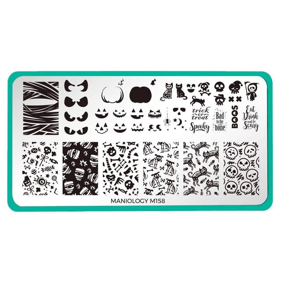 Maniology - Stamping Plate - Halloween: Bad to the Bone #M158 - Nail Art at Beyond Polish