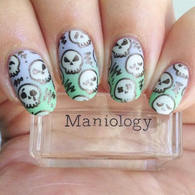 Maniology - Stamping Plate - Halloween: Bad to the Bone #M158 - Nail Art at Beyond Polish