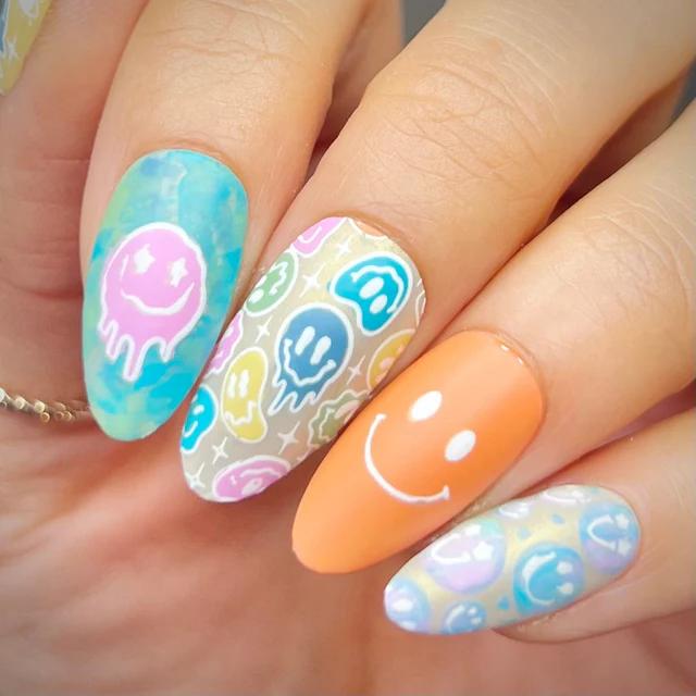 Maniology - Stamping Plate - Happy Face Nails #M439 - Nail Art at Beyond Polish