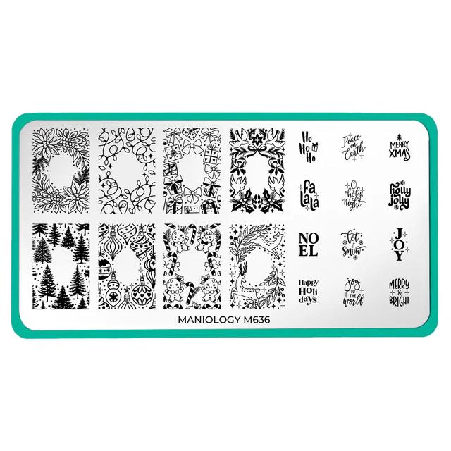 Maniology - Stamping Plate - Holiday Greetings - M636 - Manicure & Pedicure Tools at Beyond Polish