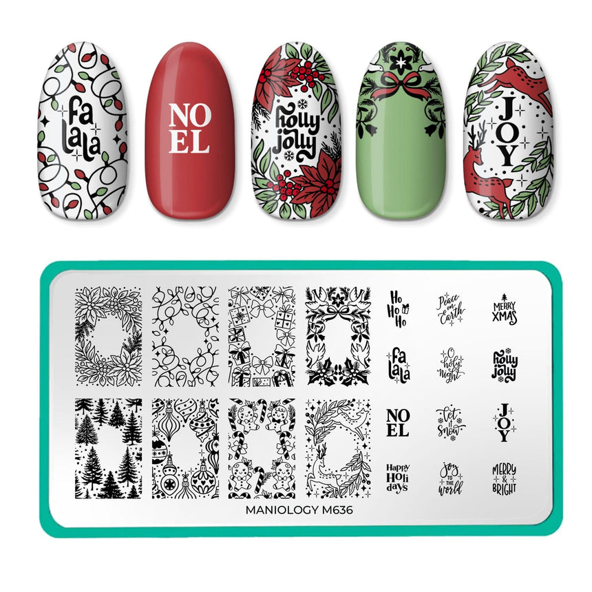 Maniology - Stamping Plate - Holiday Greetings - M636 - Manicure & Pedicure Tools at Beyond Polish