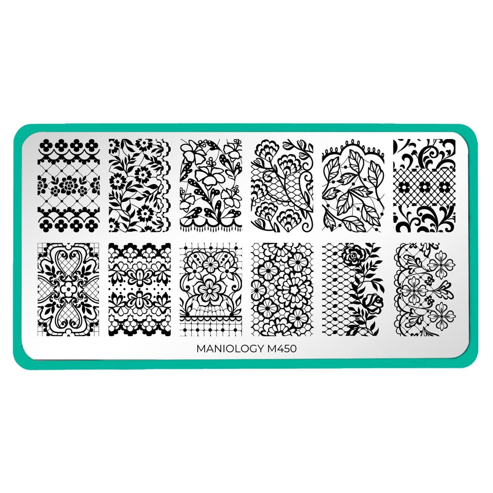 Maniology - Stamping Plate - Lacey Lovers (M450) - Nail Art at Beyond Polish