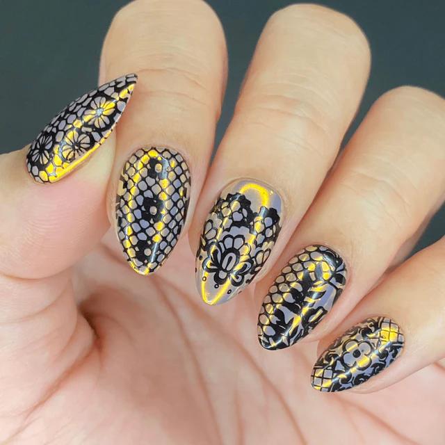 Maniology - Stamping Plate - Lacey Lovers (M450) - Nail Art at Beyond Polish