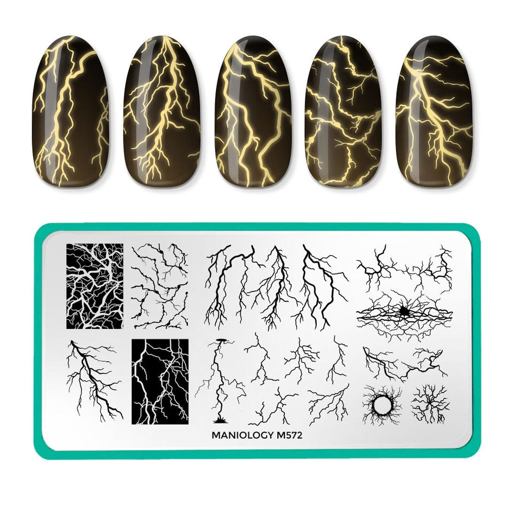 Maniology - Stamping Plate - Lightning Strikes (M572) - Nail Art at Beyond Polish