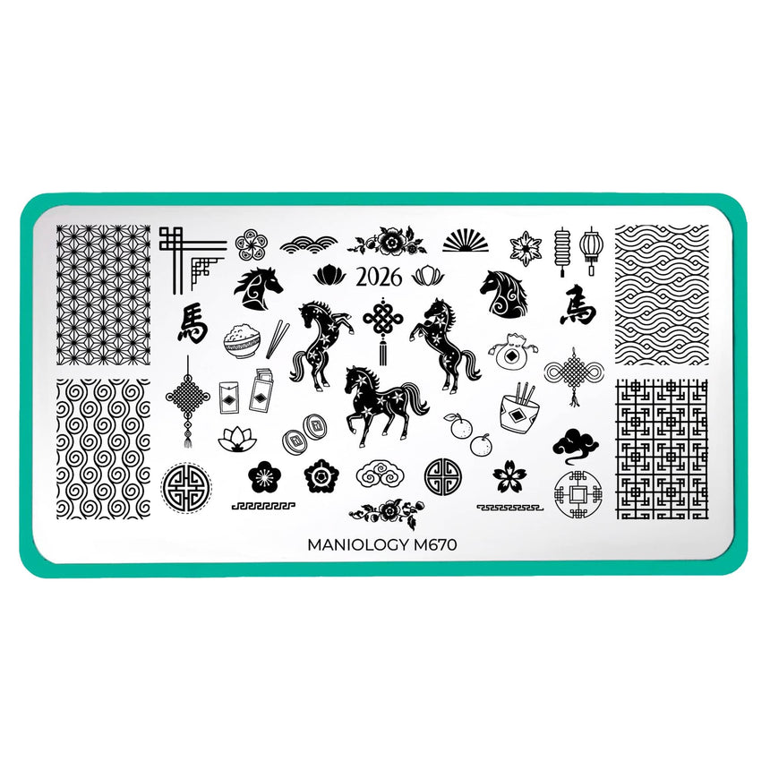 Maniology - Stamping Plate - Lunar New Year: Year Of The Horse (M670) - Manicure & Pedicure Tools at Beyond Polish