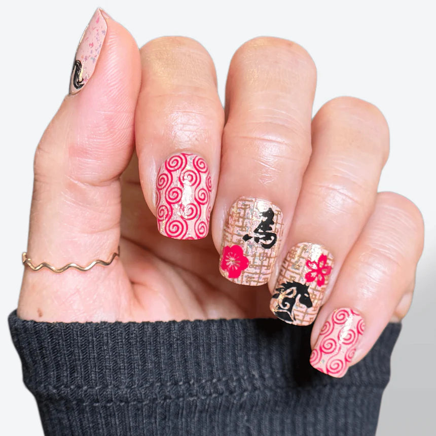 Maniology - Stamping Plate - Lunar New Year: Year Of The Horse (M670) - Manicure & Pedicure Tools at Beyond Polish