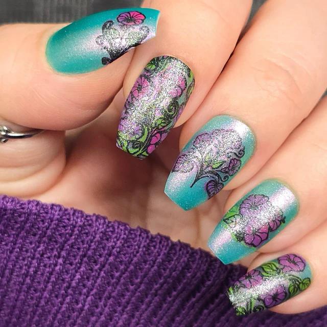 Maniology - Stamping Plate - Morning Glory (M666) - Nail Stamping Plate - Nail Art at Beyond Polish