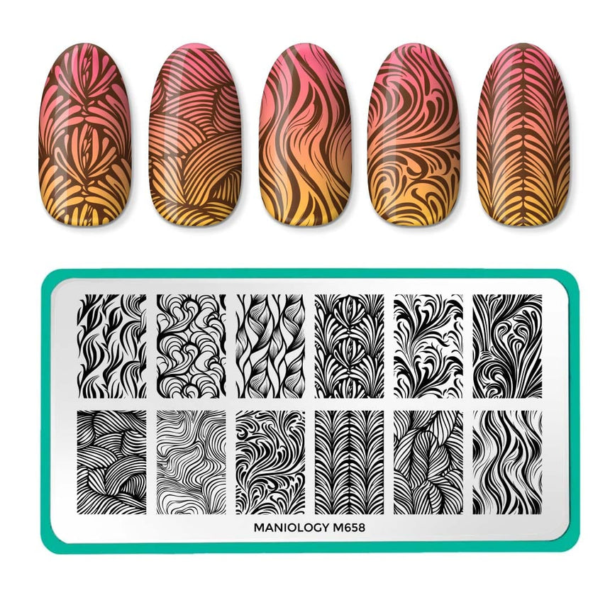 Maniology - Stamping Plate - Polished Swirls - M658 - Manicure & Pedicure Tools at Beyond Polish