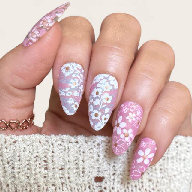 Maniology - Stamping Plate - Sakura Showers (M663) - Nail Stamping Plate - Nail Art at Beyond Polish