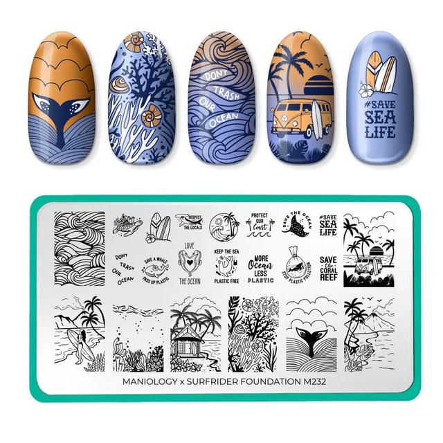 Maniology - Stamping Plate - Stamp For A Cause: Surfrider Foundation Oahu (M232) - Manicure & Pedicure Tools at Beyond Polish
