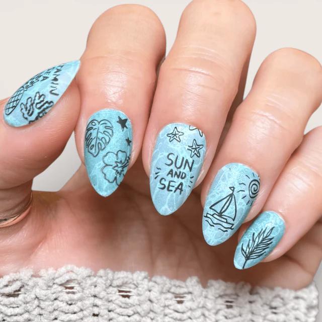Maniology - Stamping Plate - Tan Lines & Sunshine (M705) - Nail Art at Beyond Polish