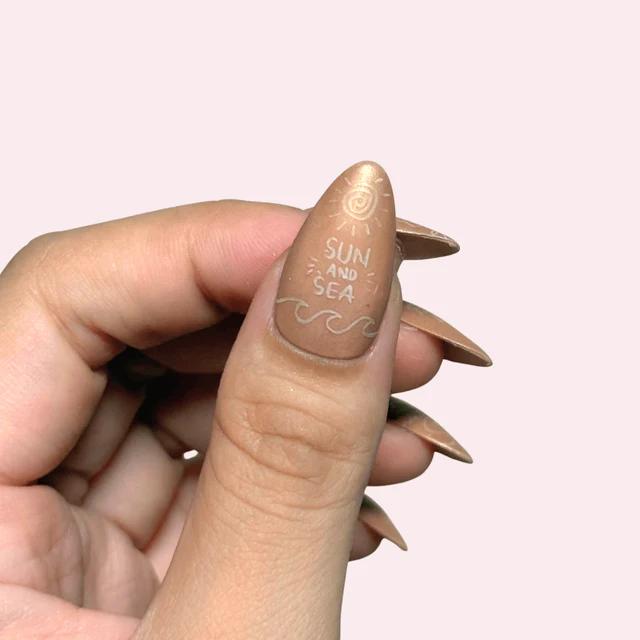 Maniology - Stamping Plate - Tan Lines & Sunshine (M705) - Nail Art at Beyond Polish