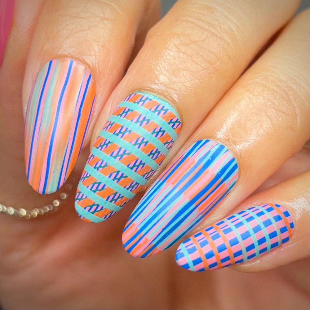 Maniology - Stamping Plate - Walk The Line #M474 - Nail Art at Beyond Polish