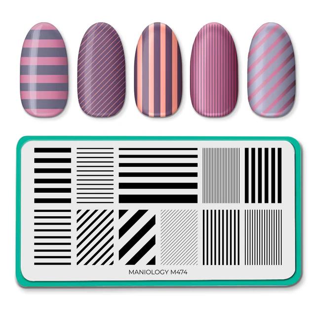 Maniology - Stamping Plate - Walk The Line #M474 - Nail Art at Beyond Polish