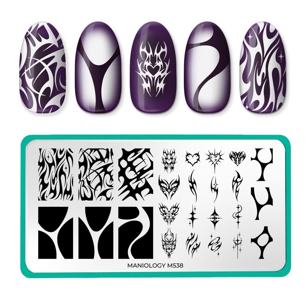 Maniology - Stamping Plate - Y2K Tattoo (M538) - Nail Art at Beyond Polish